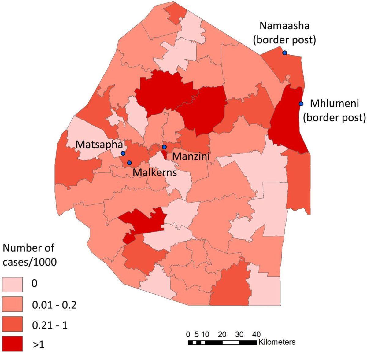 Harta Swaziland malarie